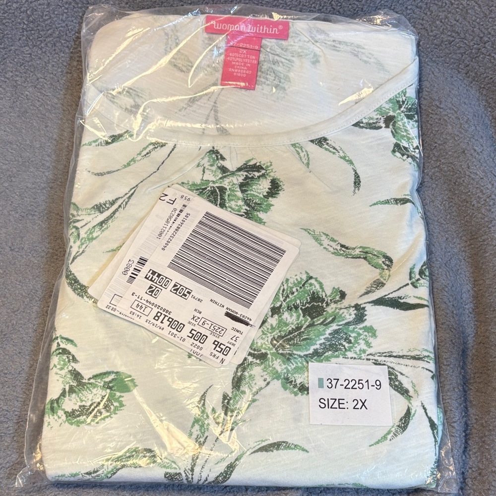 Woman Within Green Floral Tunic